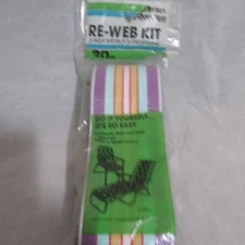 Arden Paradise Lawn Chair Re-Web Kit purple blue gold White Striped NOS 30 ft