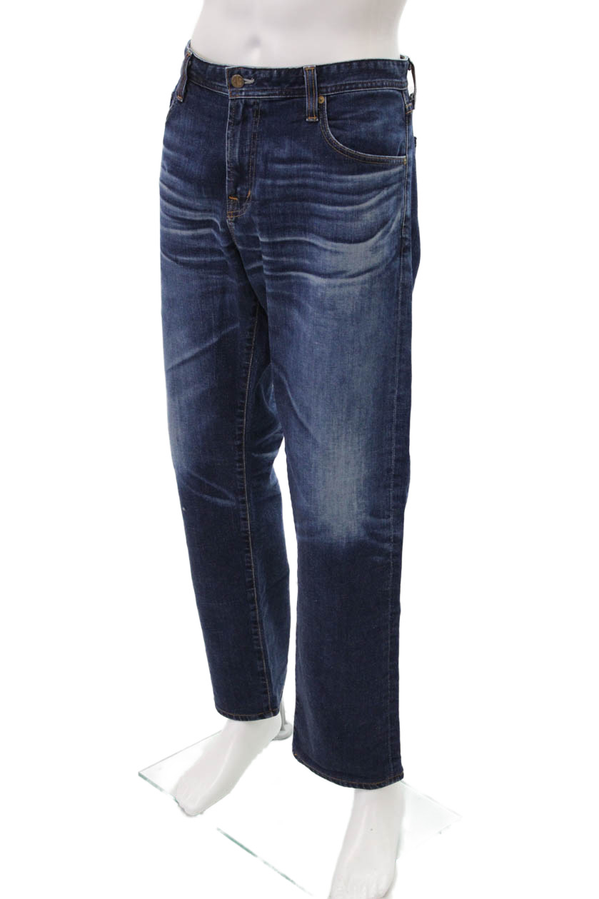 AG Men's Dark Wash Straight Leg Five Pocket Button Closure Denim Pants Size 38 thumbnail 2
