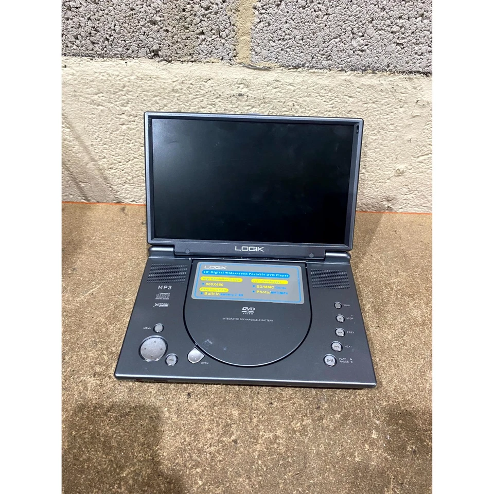 Logik LPD1001 Portable Car DVD Player Grey MP3 10.0" LCD Widescreen - For Parts - Image 3 of 4