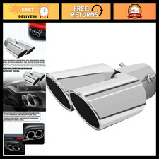 Dual 2.5 Inlet Exhaust Tips Double Outlet Straight Muffler Tailpipe Bolt-on A
