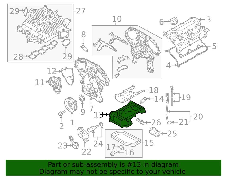 Genuine Nissan Infiniti 2007-2017 350Z 370Z G35 G37 Upper Engine Oil Pan NEW OEM - Image 3 of 3