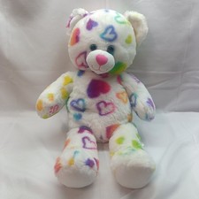 Build-A-Bear Workshop Rainbow Hearts Teddy Bear White Plush 2017 Edition