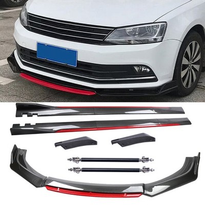 For VW Passat Scirocco Golf Carbon Fiber Look R Front Lip Chin Bumper Side Skirt