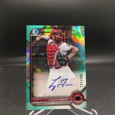Logan Tanner 2022 Bowman Draft Chrome Aqua Lava Auto CDA-LT #/199 Reds 1st
