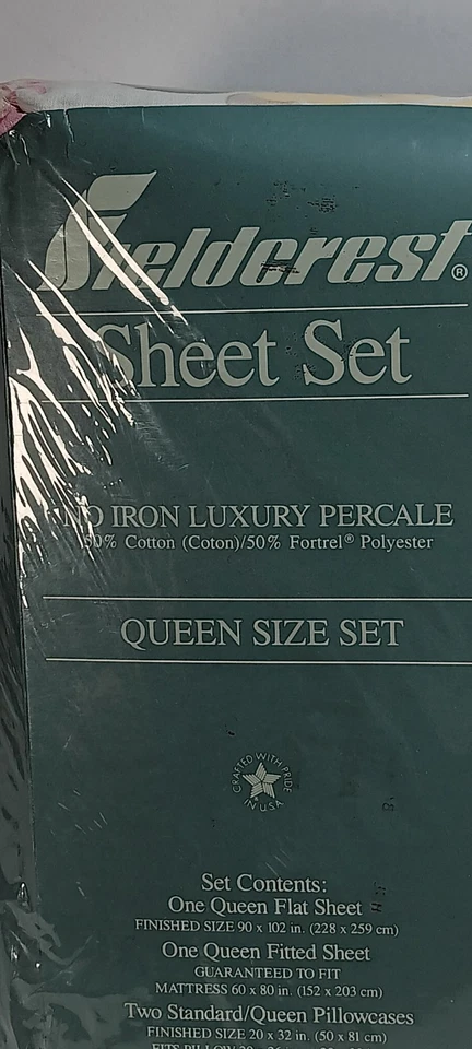 Fieldcrest Sheet Set Queen ASHEVILLE New In Original Package 1993 - Image 2 of 4