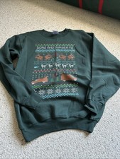 Dumb and Dumber to Green Ugly Christmas Sweater Movie Promo Sweatshirt Large