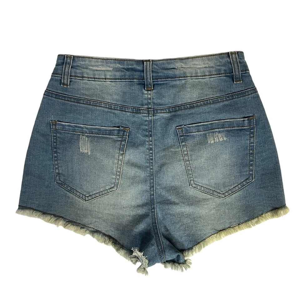 Pantalones Cortos de Jean Billy By Flying Tomato Azul Azteca Bordado Boho Festival Flecos S Foto 3 de 4