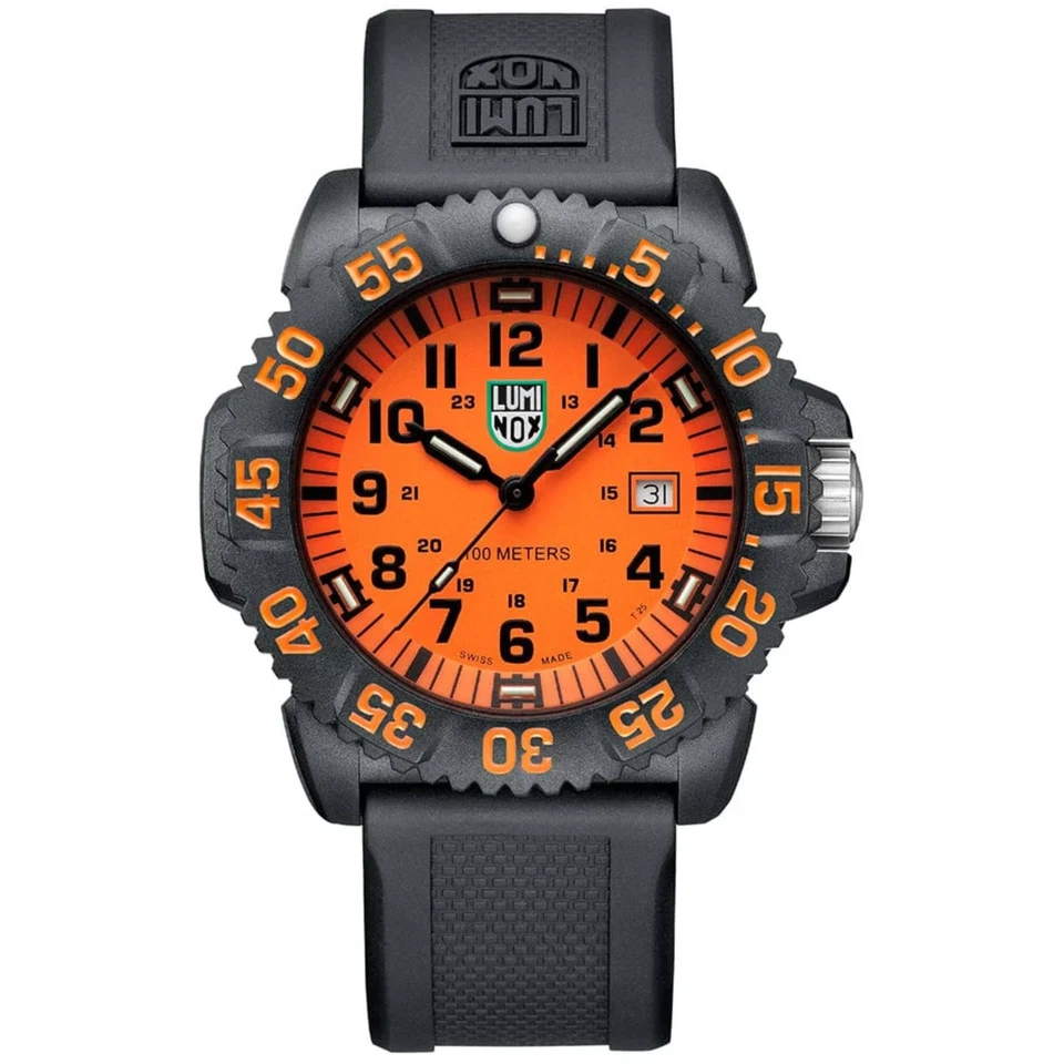 Luminox Men's Watch G Sea Lion Quartz Orange Dial Black Rubber Strap X2.2059.1