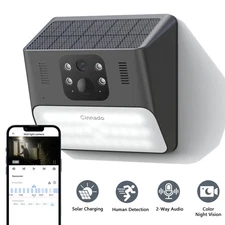 Cinnado 3MP Solar Security Camera Wall Light Wireless WIFI Outdoor AI Detection
