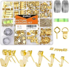 303Pcs Picture Hanging Kit with Hooks, Nails, Wire, D-Rings, Level & Hardware   