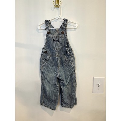 Vintage OshKosh B gosh Hickory Stripe Overalls 24 Denim Railroad Striped Toddler