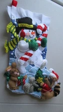 Christmas Stocking felt Hand stitched bucilla In the Spirit   finished
