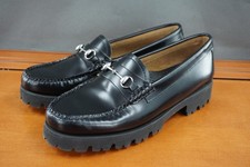 G.H. Bass Weejuns Lianna Shoes Womens 9 Black Leather Loafers Lug Sole Horsebit