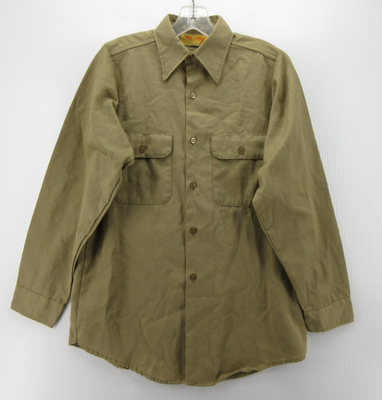 VINTAGE Big Yank Shirt Men Medium Green Khaki Button Up Utility