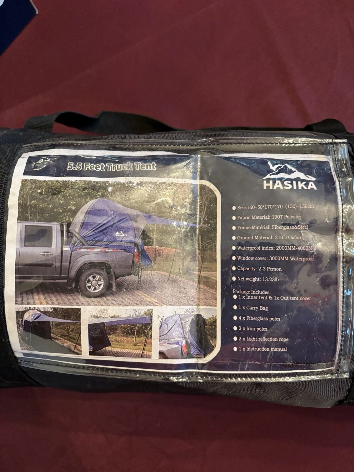 HASIKA 5.5 Feet Truck Tent Waterproof 2-3 Person Blue Portable Camping