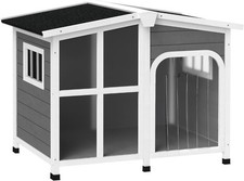 Outside Cabin-Style Wooden Dog House for Large Dogs Openable Roof  Giant Window