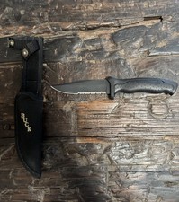 VINTAGE 1997 BUCK KNIFE USA 655 NIGHTHAWK SURVIVAL KNIFE W/ SHEATH BLACK OXIDE