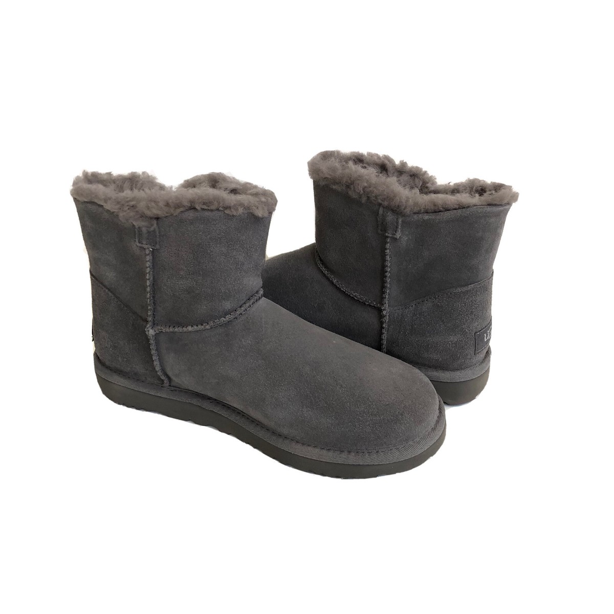 UGG MINI BAILEY BUTTON CRYSTALS GREY GRAY SHEARLING BOOTS US 11