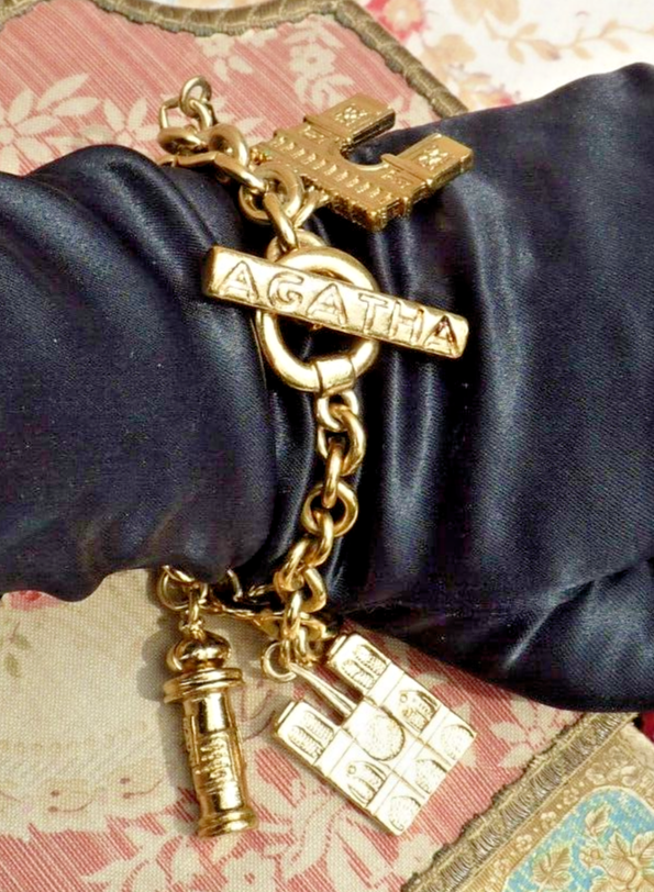 Bracelet à Breloques Agatha Le Golfe - Métal Doré Fantaisie - Occasion Vintage - Bijou Fantaisie