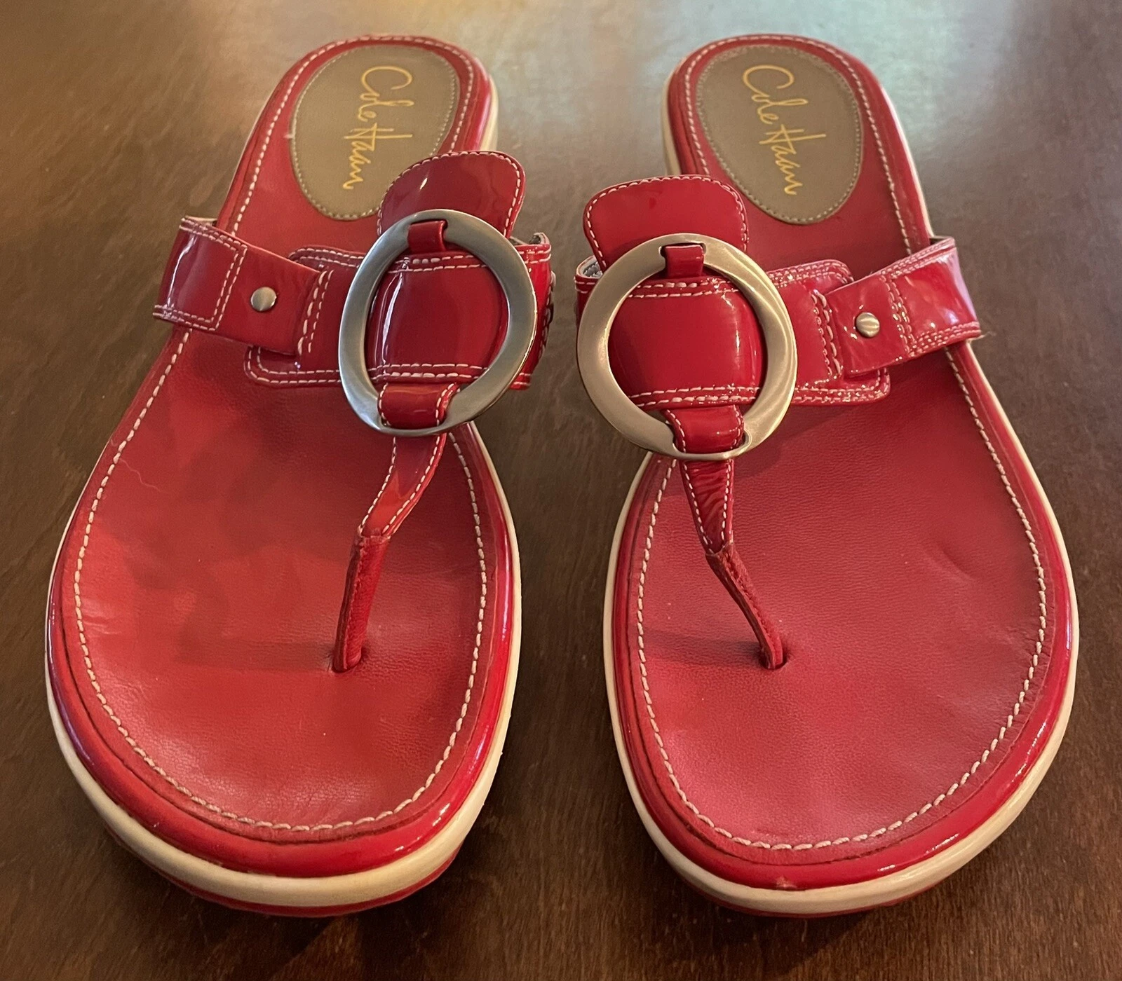 NIKE Sandali COLE HAAN x AIR G Series ZEPPA in PELLE PATINATA ROSSA Donna taglia 9 US