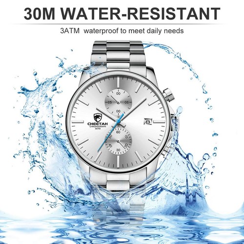 CHEETAH Mens Watches with Stainless Steel Waterproof Chronograph Quartz Watch - Picture 66 of 96