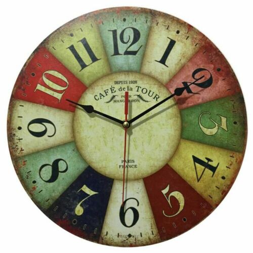 Large Wooden Owl Wall Clock Vintage Rustic Shabby Retro Home Art Decor Gift - Picture 9 of 10