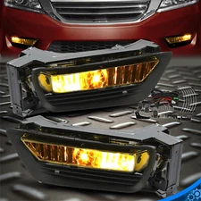 L+R Front Bumper Fog Lights Lamps Assembly For 2013-2015 Honda Accord Sedan 4Dr