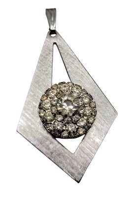 Schiaparelli Ladies Pendant Watch Vintage Rhinestone Cluster Top Silver Tone