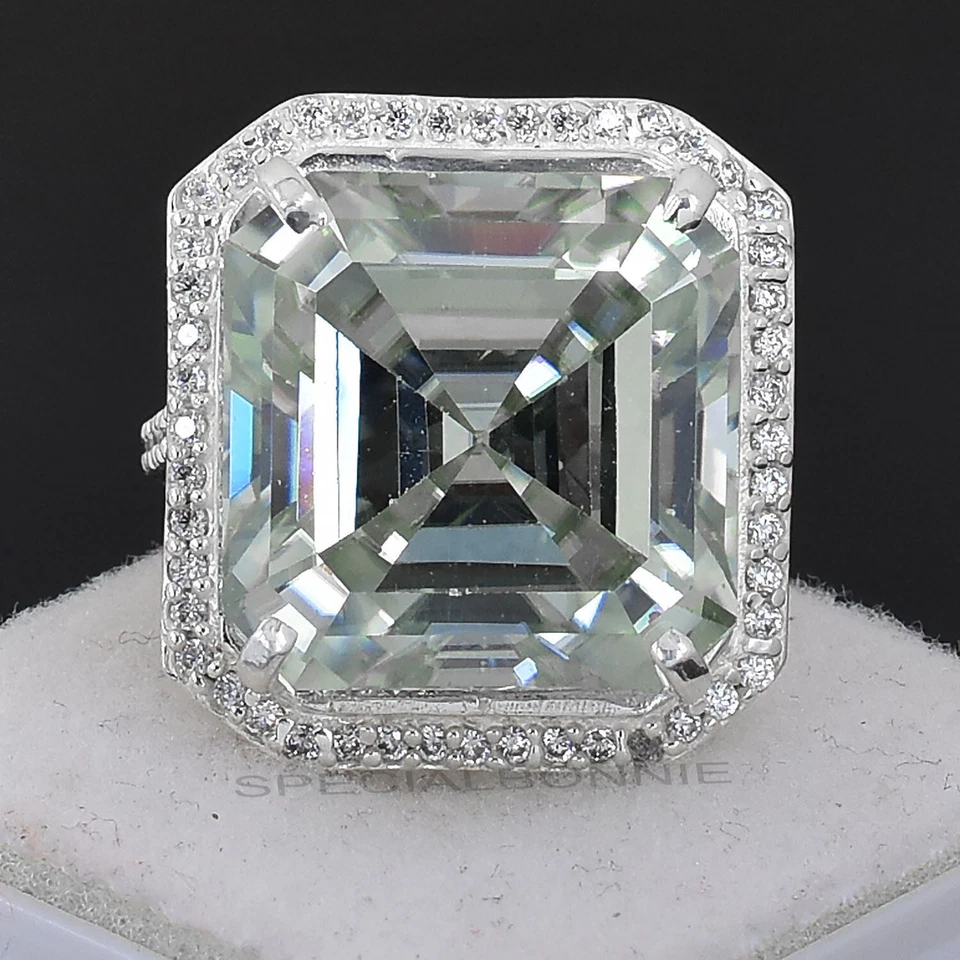 Enorme Anillo de Diamantes Gris Corte Asscher Certificado 26.20 Ct - Entrega Gratuita con Tarifa Foto 3 de 4