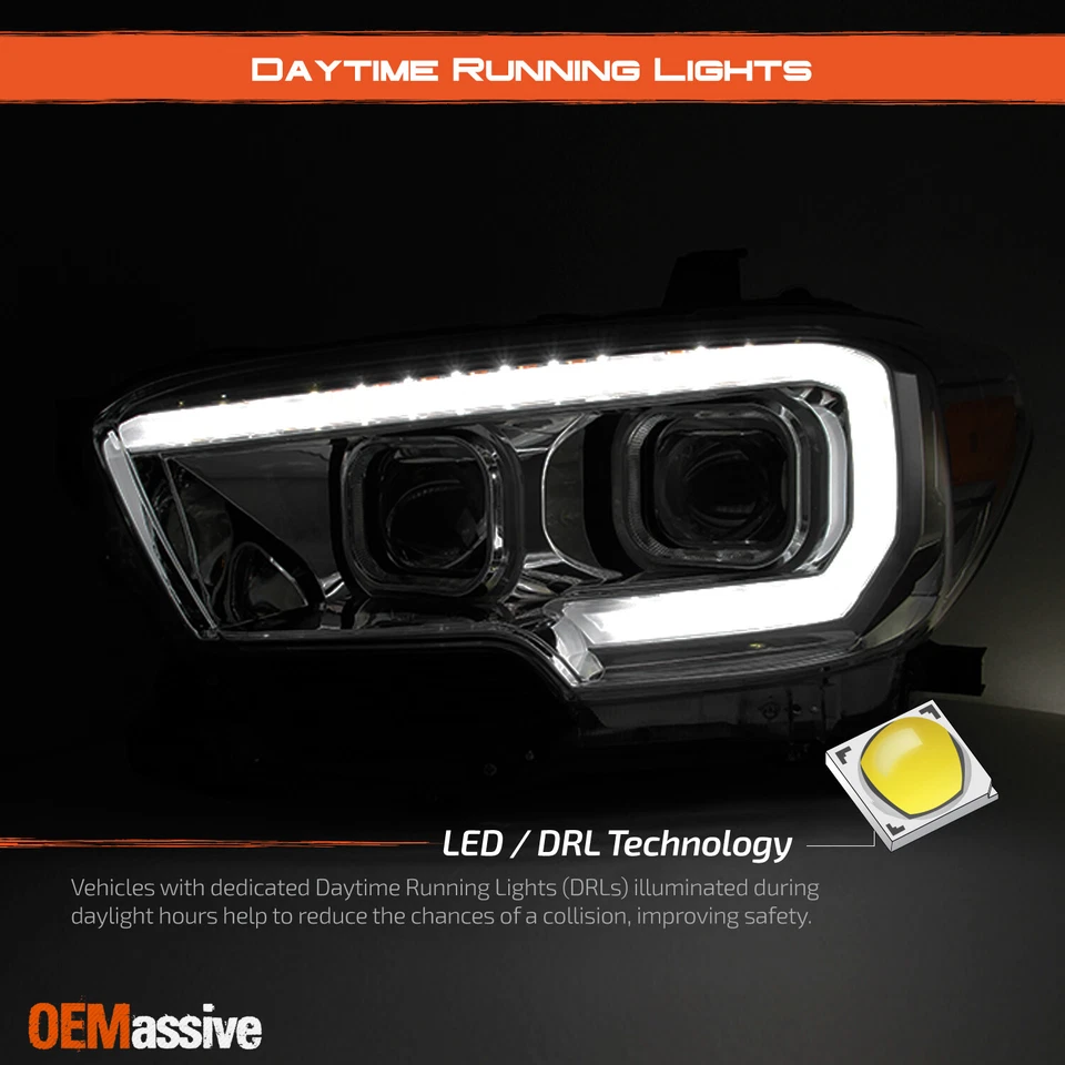 适用于 2016 - 2023 年丰田塔科马 SR/SR5 顺序烟熏 LED 投影仪前灯 — 第 4/4 张图片