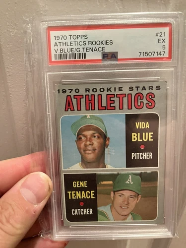 1970 Topps Oakland Athletics A’s Rookie Stars #21 VIDA BLUE RC PSA 5 EX Cy Young