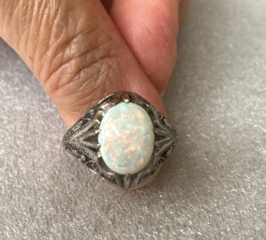 Dragon's Breath Opal Glass 925 Sterling Silver Ring – My Mystic Gems