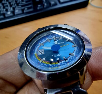 rare SEIKO Alba Aka V782-5A40 Quartz Blue Dial Date Unisex Watch