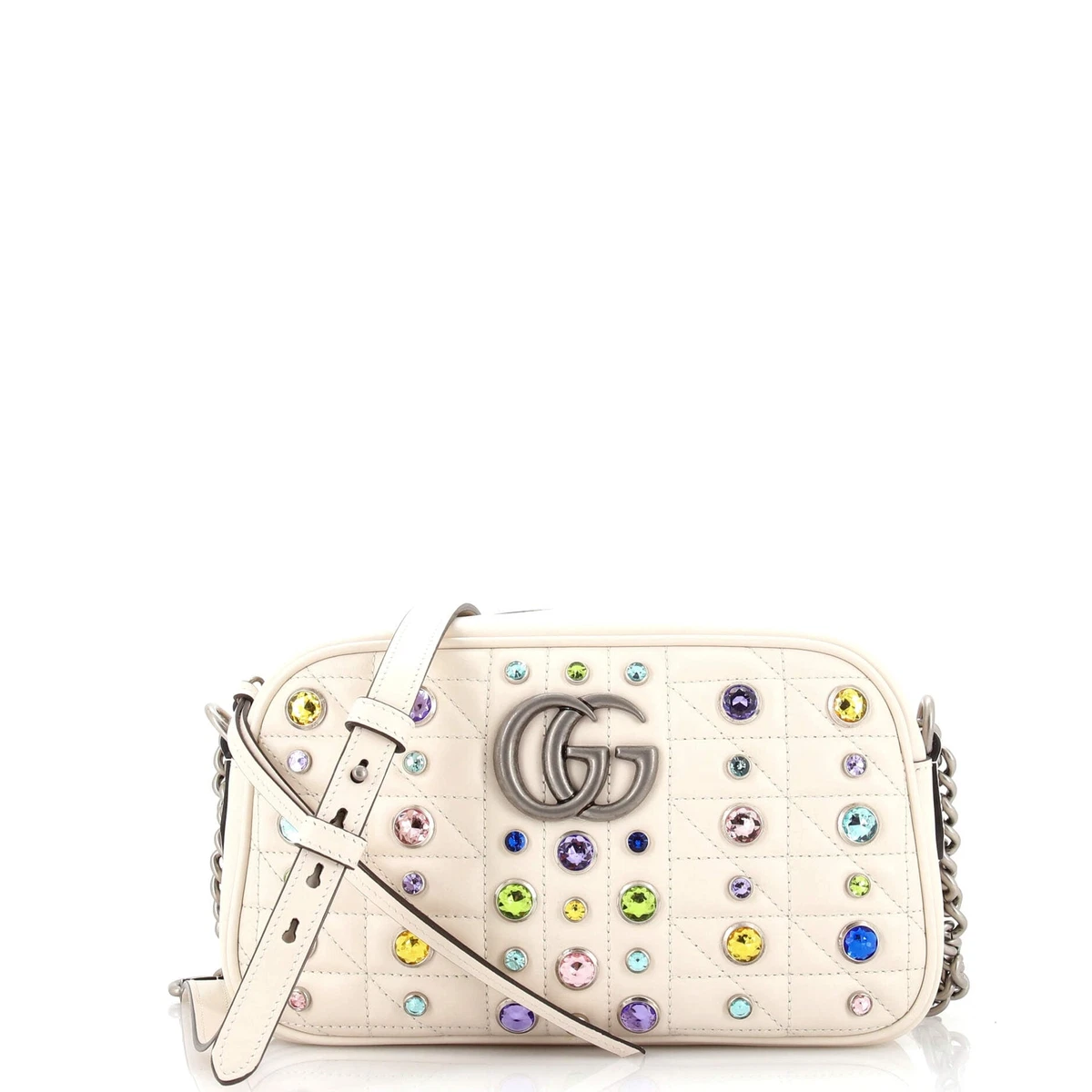 Gucci GG Marmont Shoulder Bag Crystal Embellished Mixed Matelasse