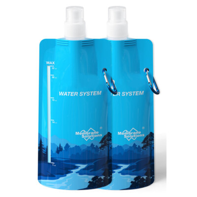 2P Collapsible Water Bottle Foldable Water Bottle 680ml.Roll Up,Lightweight,Soft