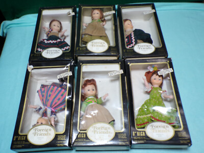 Lot of 6 Richard Toy Co. Foreign Friends 8'' Dolls W/Boxes. See Notes for Details