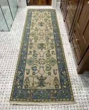 Bohemian Rug, Oushak Turkish Ushak Rug Transitional Design 2.6x8 Ft Area Carpet