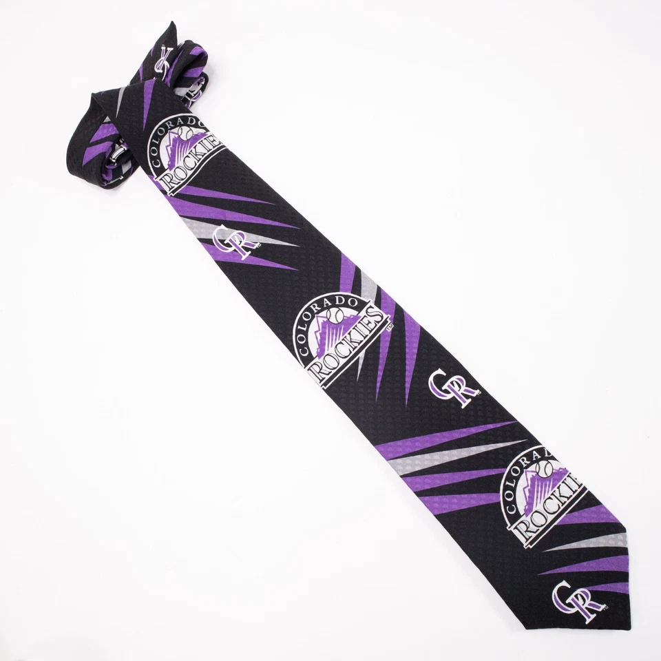 Colorado Rockies 58" silk Ralph Marlin Tie Baseball 1992 Black/Purple/Gray Foto 3 de 4