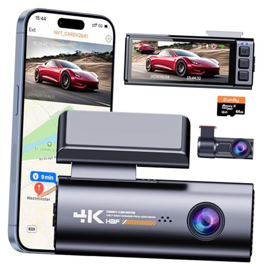 Dash Cam Front and Rear, 4K Front + Rear 2K Ultra Clear Resolution, Dual Dash
