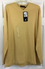 Nautica V-Neck Sweater Men's Large Banana Heather 100 Cotton New 