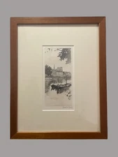 Antique Henri Le Riche Etching Seine and Notre-Dame