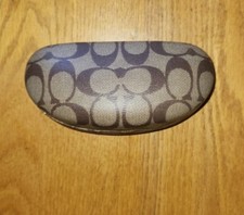 COACH Monogram Brown Hard Clamshell Eye Glass Case Glasses Sunglasses Vintage