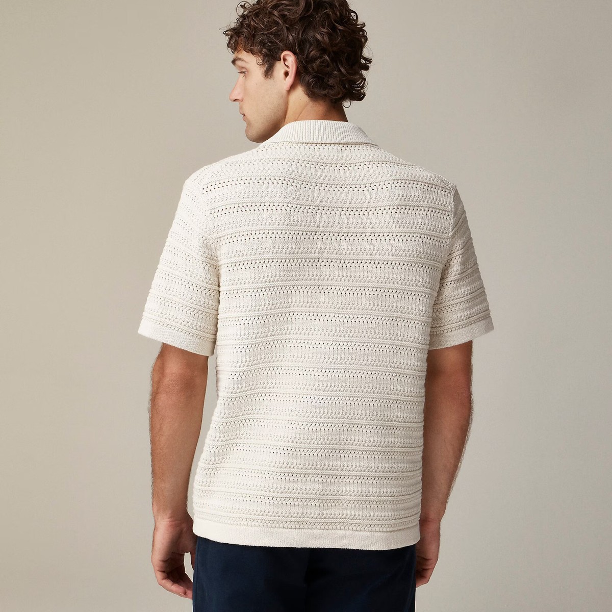 NWT J Crew Short Sleeve Open-Stitch Polo Cardigan Sweater in