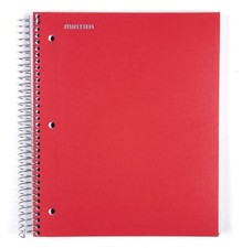 Durable Spiral Notebooks 5 Subject Red Wide Ruled 1pk 200 Sheets Poly Pockets...