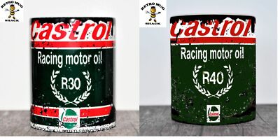 2 x Retro Castrol R30 Racing & R40 Motorcycle Oil Can Mug Tea Coffee ...