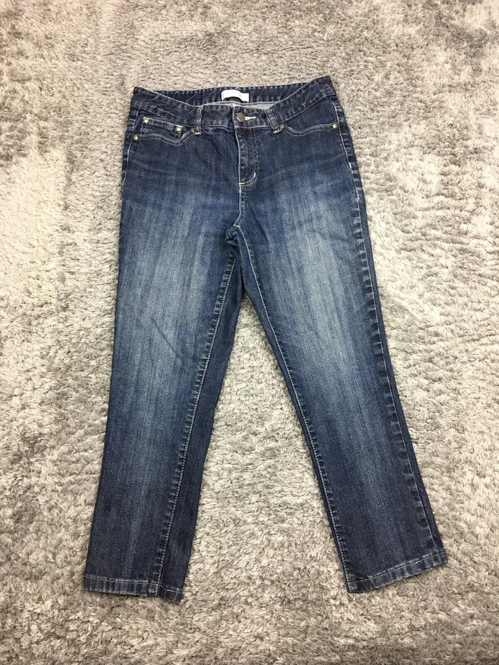 Christopher & Banks 短牛仔裤女式 8 码 AVG 蓝色深水洗牛仔布 — 第 3/4 张图片