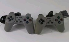 Official Sony Playstation PS1 Controllers Wired Gray SCPH-1080 Set Of 2 - Tested