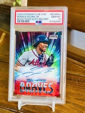 Ronald Acuna Jr Red Refractor /5 PSA 10 Auto 2020 Stadium Club Chrome Beam Team