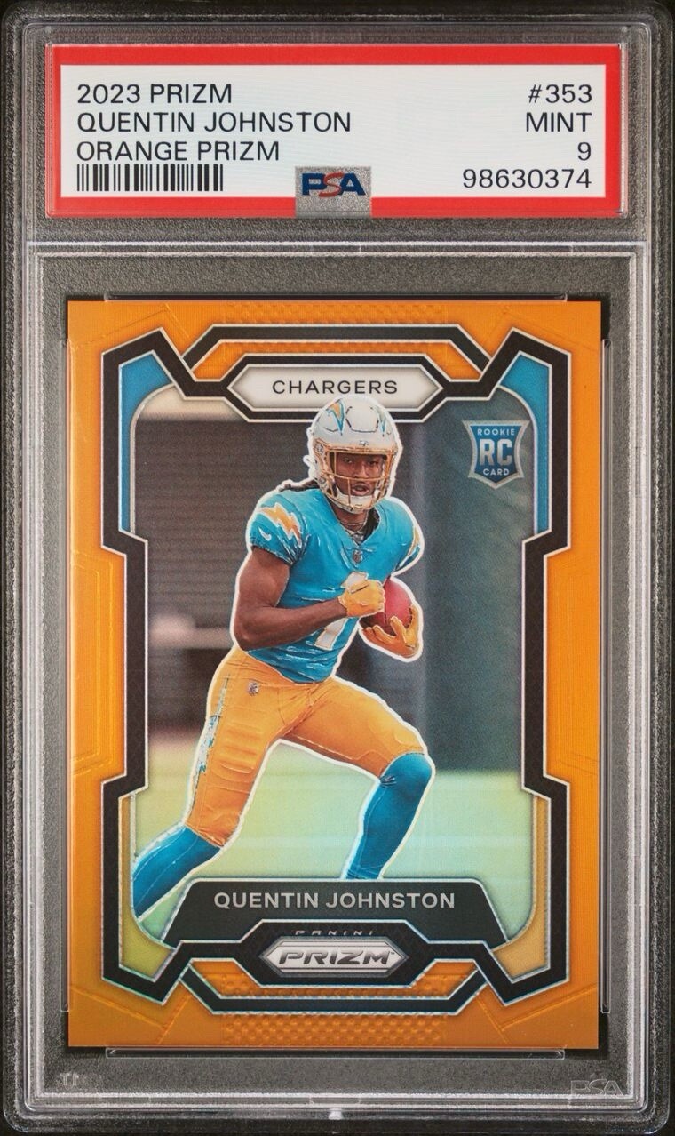 2023 Prizm QUENTIN JOHNSTON #353 Orange Prizm /249 PSA 9 Mint Rookie RC Chargers