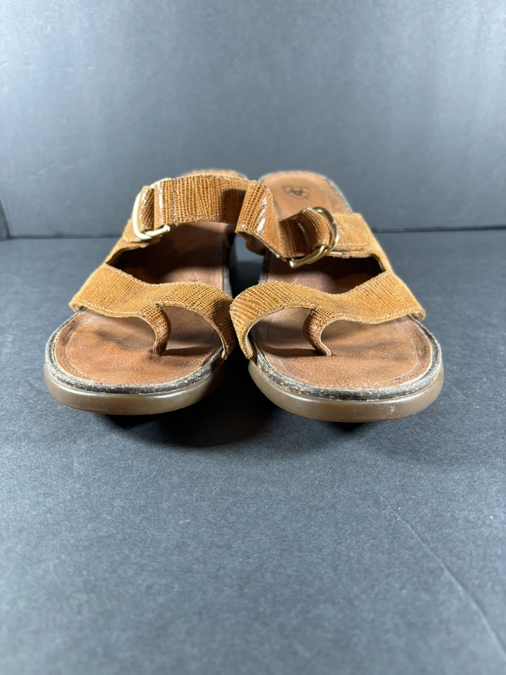 Sandalias de cuña Ariat con tiras sin cordones para mujer talla 8,5 B tanga con hebilla de cuero marrón Foto 4 de 4